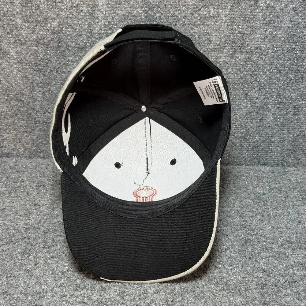 Kenworth Trucking Black Retro StrapBack Hat OSFA Cap Flame Graphic Embroidery